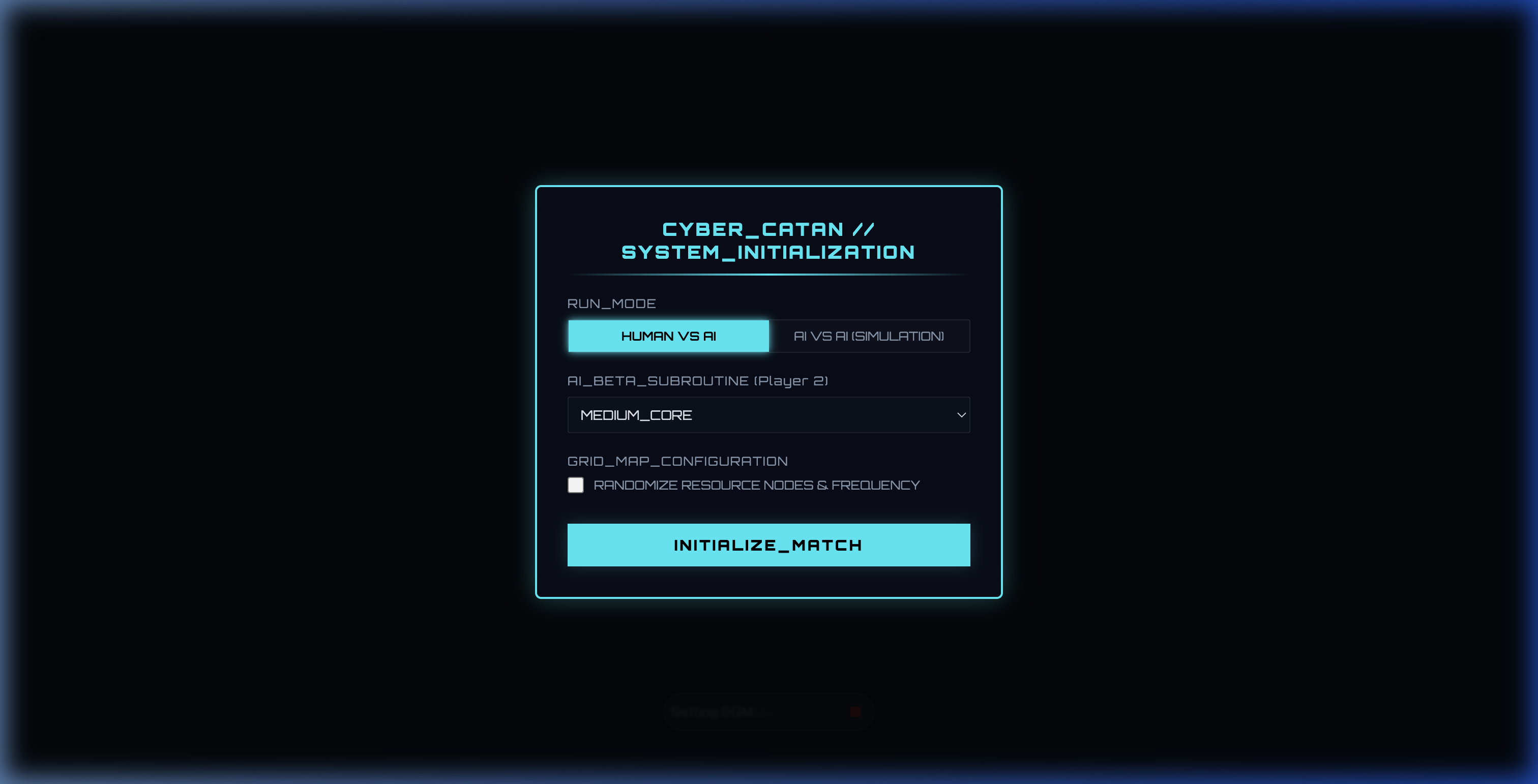 Cyber Hex Village 初期設定メニュー